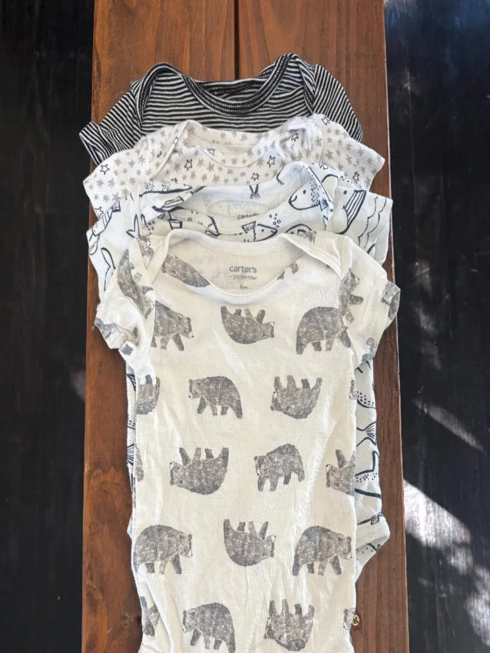 Carter’s Baby Boy 4-Pack Bodysuits Bears Stars Stripes Size 6M